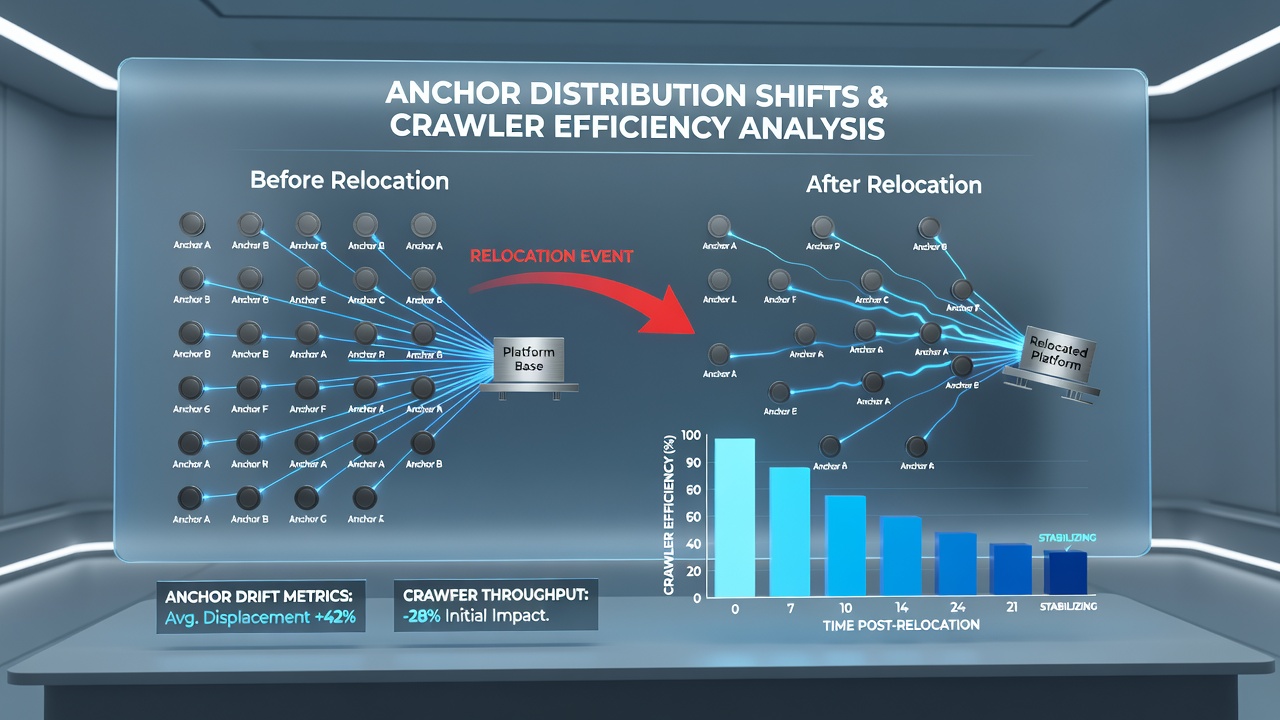 Graph illustrating crawler request distribution across site sections following anchor text redistribution during migration